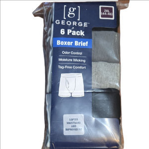 George 6 Pack Boxer Briefs - Black and Gray